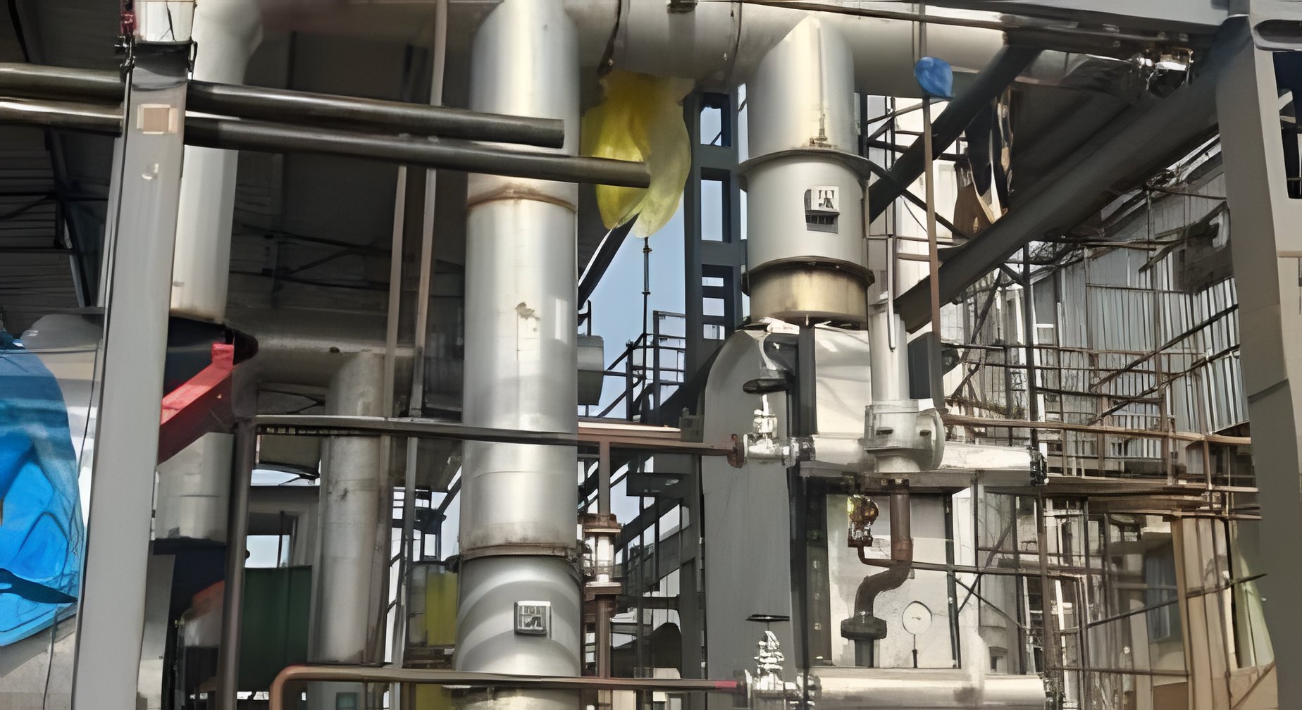 Exposed plant pipework of the kind that undergoes hydrostatic testing before insulation