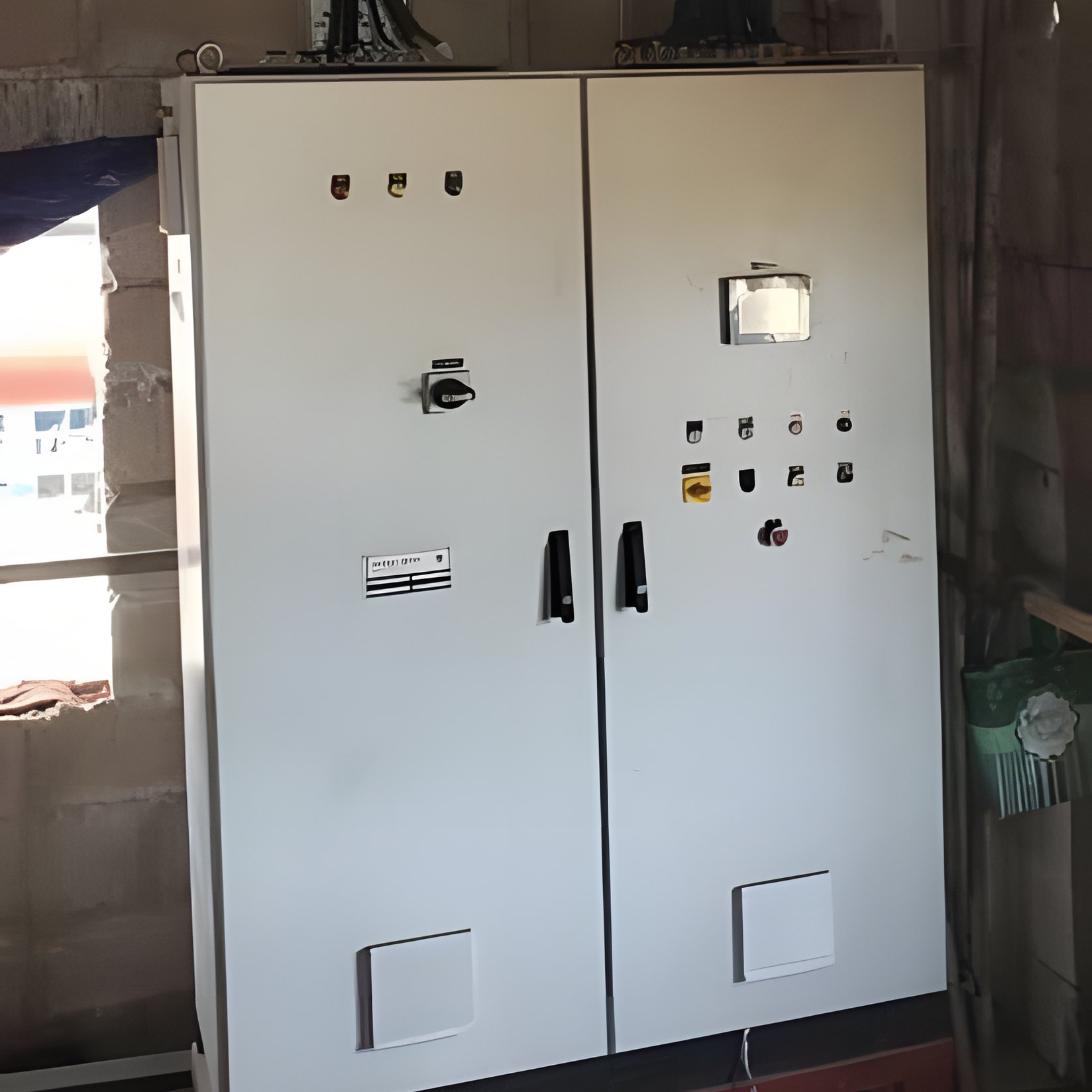 Electrical control panel installed for a boiler house before boiler commissioning