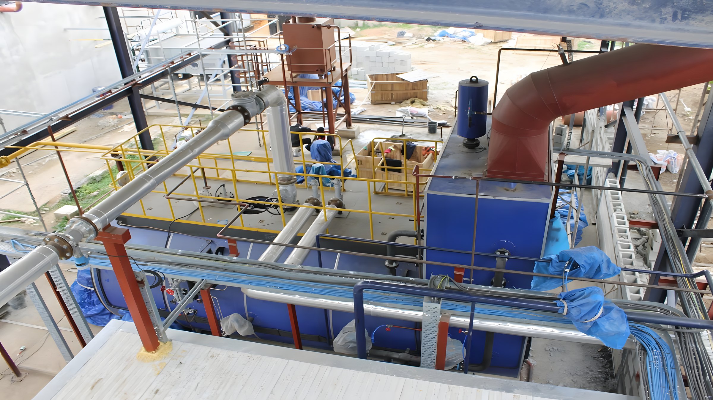 Industrial boiler cost depends on the full boiler house, shown here from above